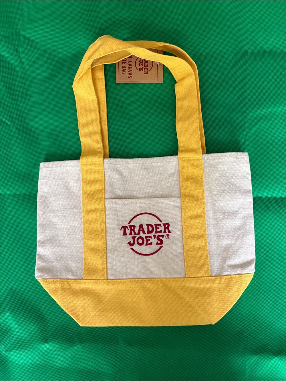 Trader Joe’s Yellow & White Canvas Tote Bag